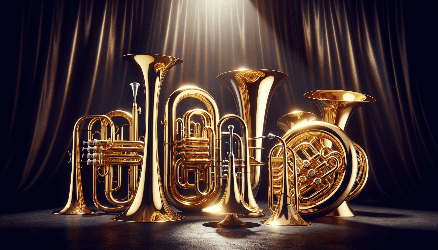 Brass instruments such as horns, trumpets, trombones, and tuba