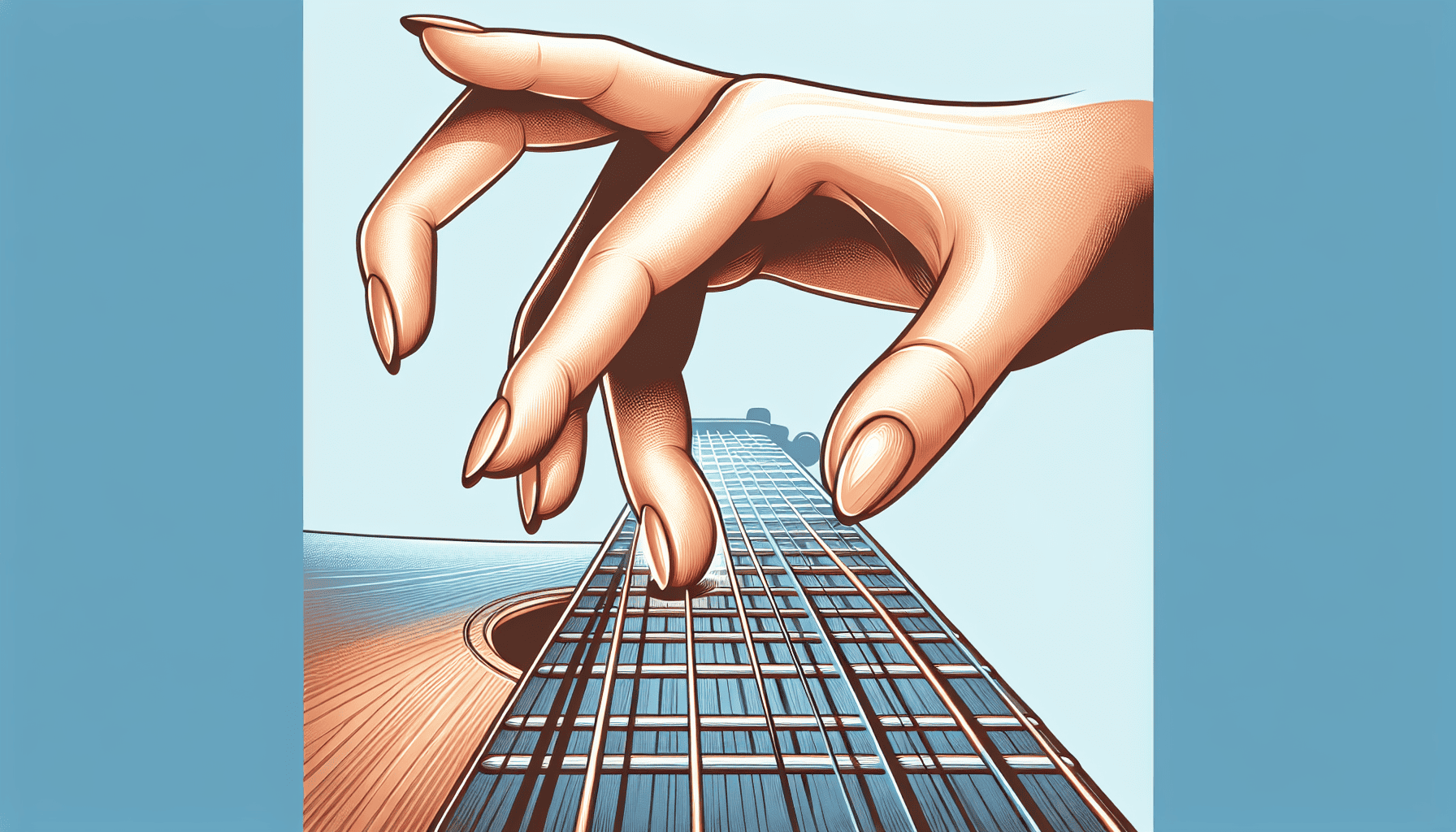 Finger placement on the guitar fretboard