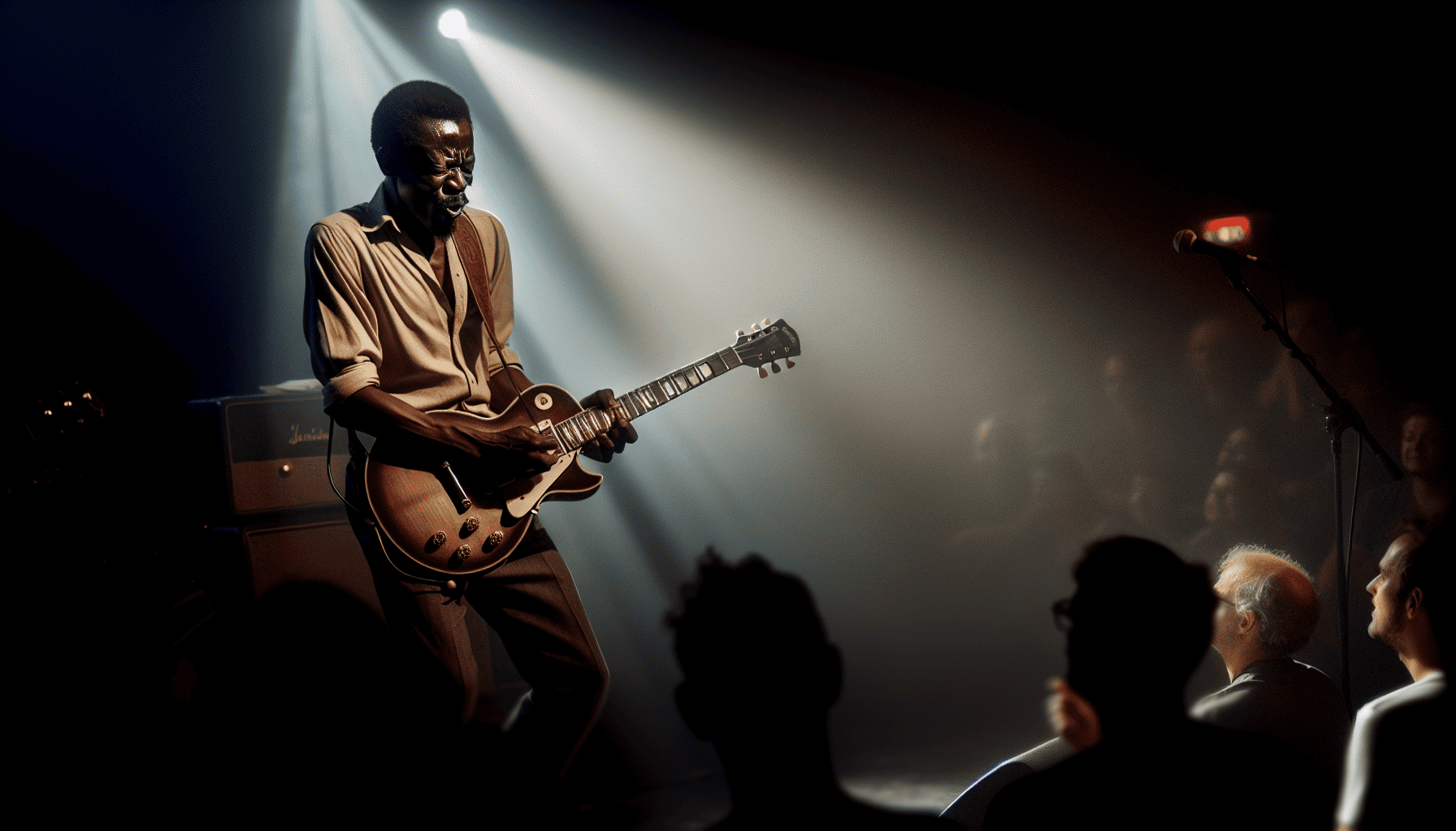 Guitarist improvising on stage