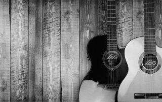 Two Grayscale Acoustic Guitars