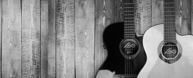 Two Grayscale Acoustic Guitars